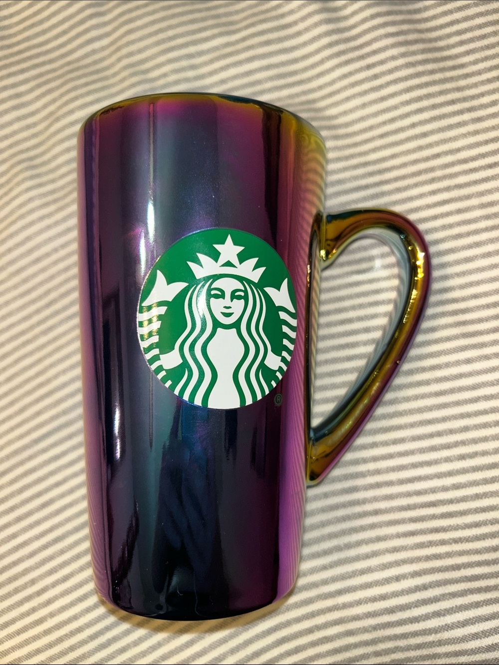 16oz Starbucks Rainbow Iridescent Green Logo Tall LargePurple Ceramic Coffee Mug
